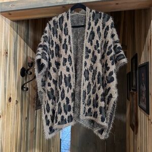 Leopard Print Open Front Sweater